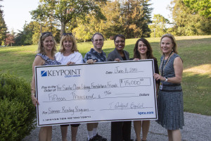 L to R:  Tracy Wingrove, Executive Director, Library Foundation & Friends, C.J. McCarthy, Board Member, Library Foundation & Friends, Keith Stattenfield, Board President, Library Foundation & Friends, Helen Grays Jones, Senior Vice President, KeyPoint Credit Union, Elena Culver, Business Development Manager, Keypoint Credit Union, & Hilary Keith, City Librarian