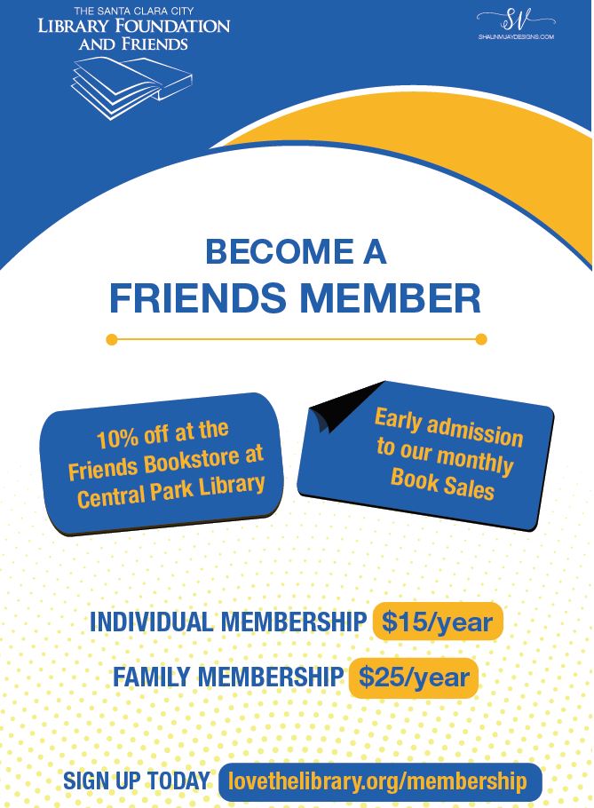 Graphic asking the viewer to become a member of the friends of The Santa Clara City Library