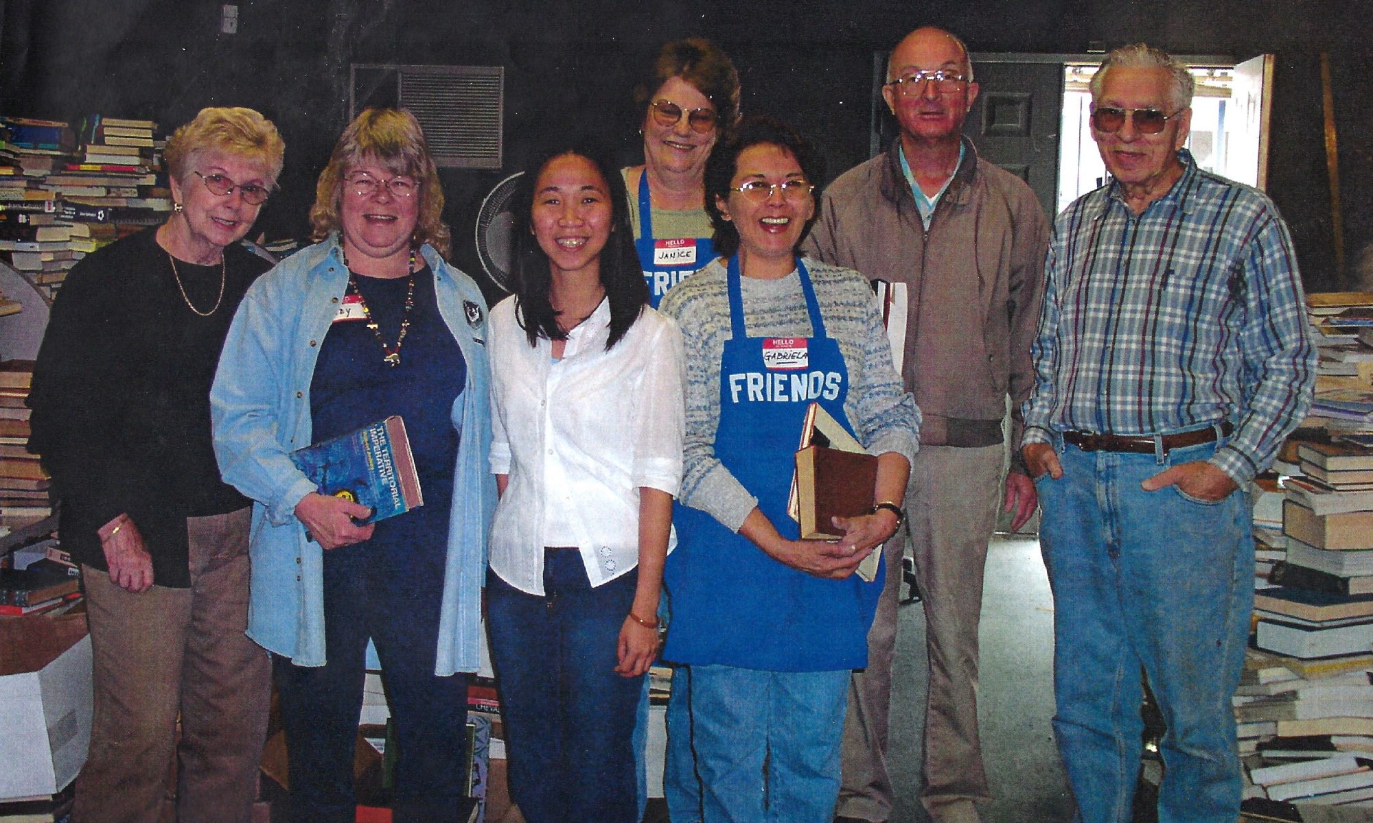 early volunteer photo from an old Friends of The Santa Clara City Library bookstore
