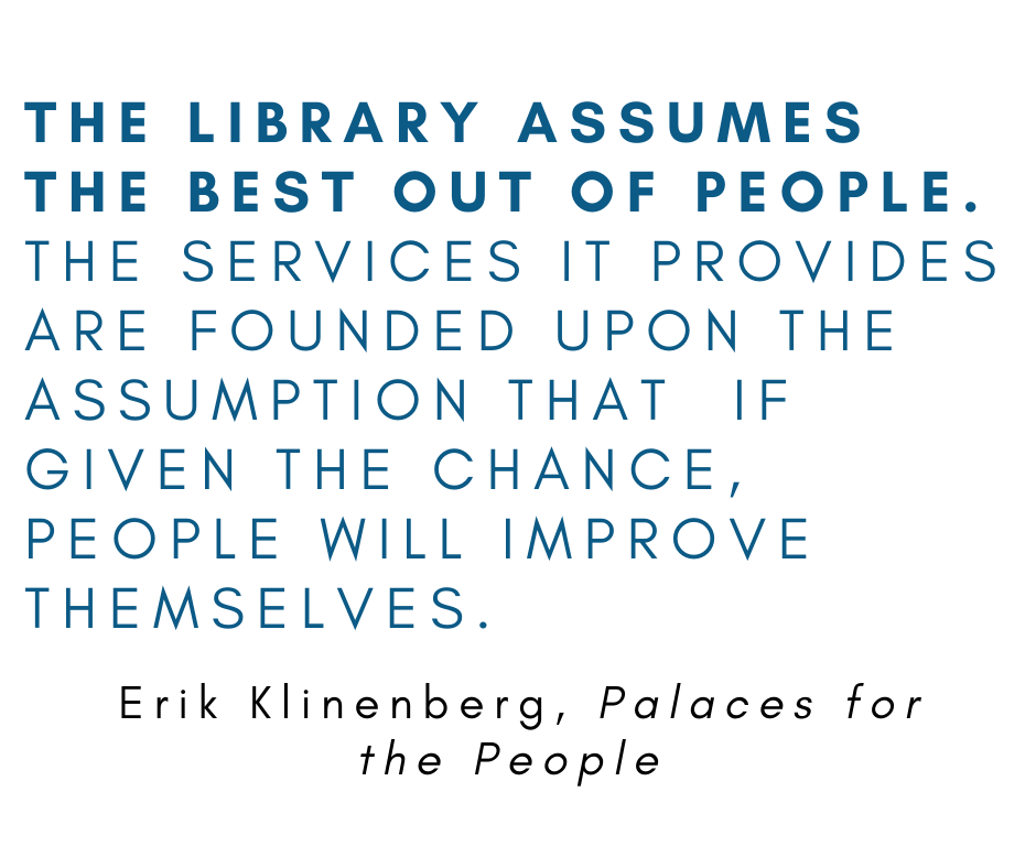 Quote from The Palaces for the People for The Santa Clara City Library foundation and friends year end donation campaign