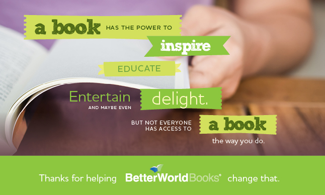 Green better world books graphic, an organization supporting literacy that helps The Santa Clara City Library foundation and friends sell its used books