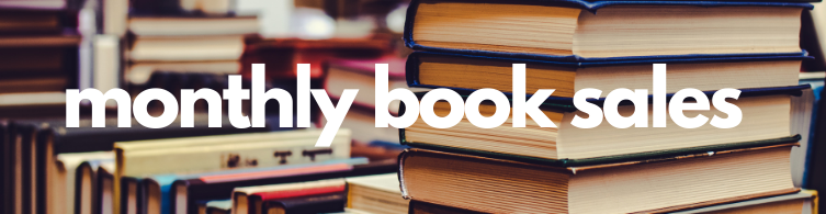monthly book sales banner for the book sale page on the Santa Clara City Library Foundation and Friends' website