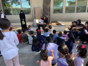 Youth Services Staff Reading to families at the Family Resource Center in Santa Clara