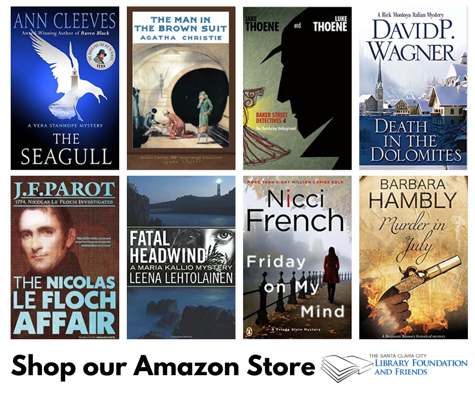 A Selection of mystery books available in the friends of the Santa Clara City library's online bookstore