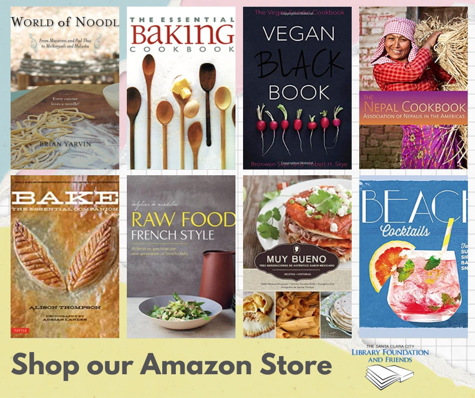 A selection of cookbooks for sale at the friends of the Santa Clara City Library online bookstore