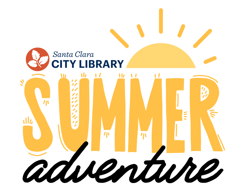 Summer Adventure logo from the Santa Clara City Library, their summer reading program sponsored by the Santa Clara city library foundation and friends